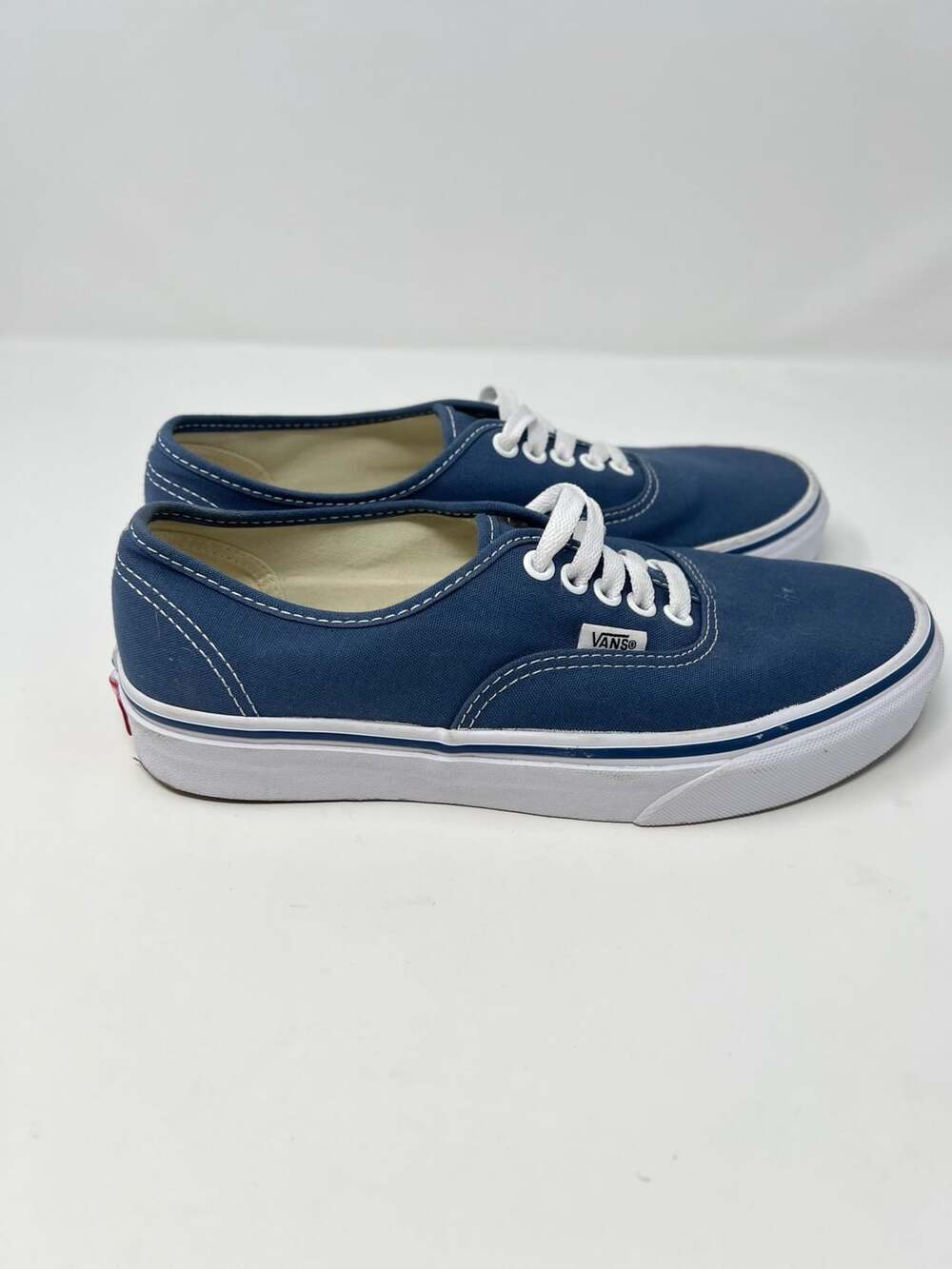 Vans Authentic Navy Canvas Unisex Skate Trainers Shoes Size 7M , 8.5W